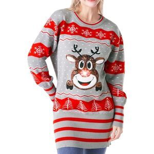 New SZ SM-Giggling Getup‎ Womens Light Up Ugly Christmas Sweater Dress